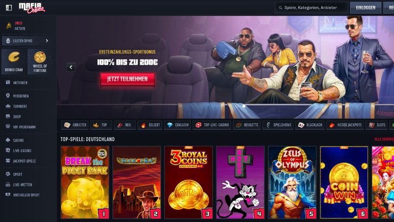 Mafia Casino Spielangebot